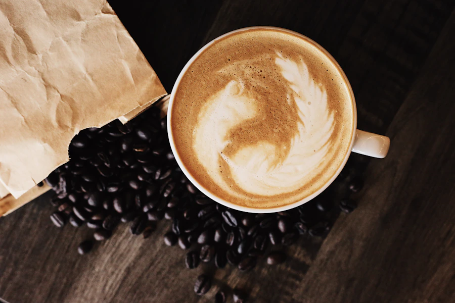 Latte con bolsa de café
