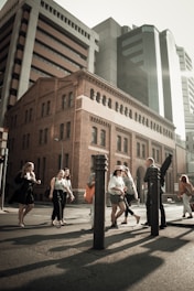 people crossing road