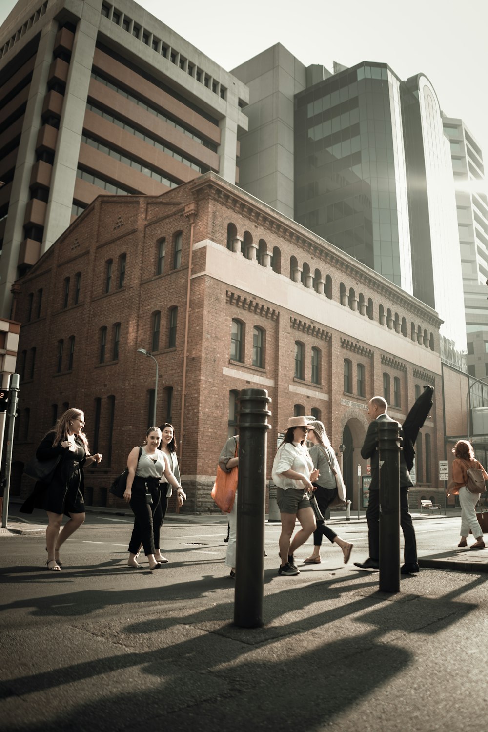 people crossing road