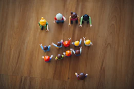 aerial view of assorted-color toys