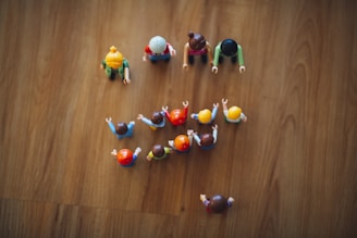 aerial view of assorted-color toys