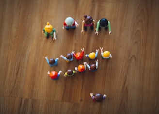 aerial view of assorted-color toys