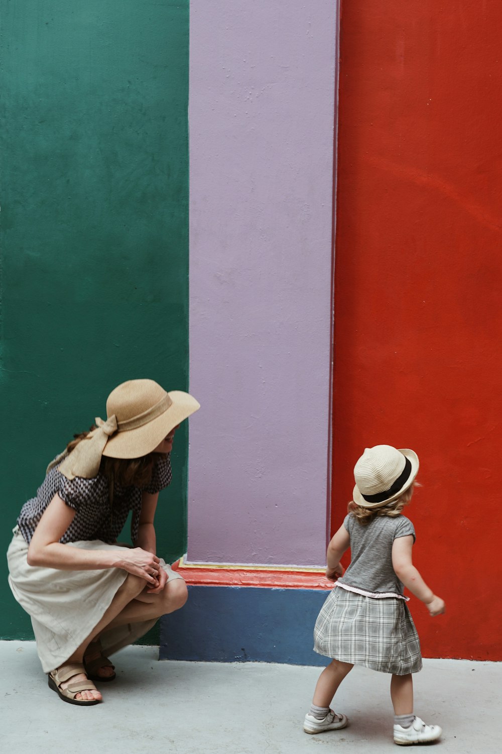 green, white, and red striped wall paint