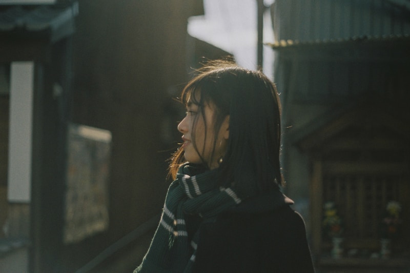 Elegant Japanese woman in chic top