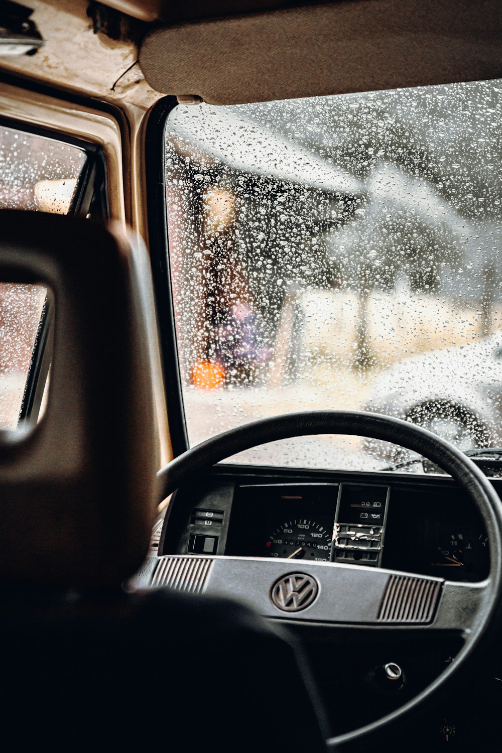 black Volkswagen vehicle steering wheel