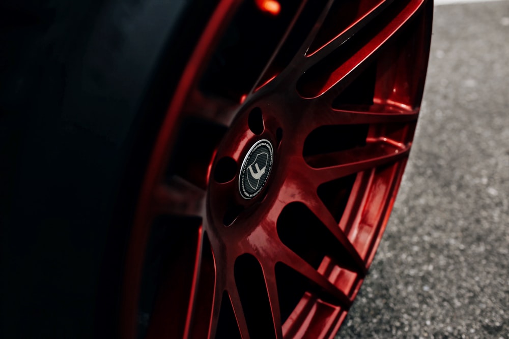 red car wheel with tire