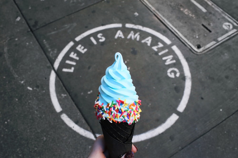 person holding ice cream