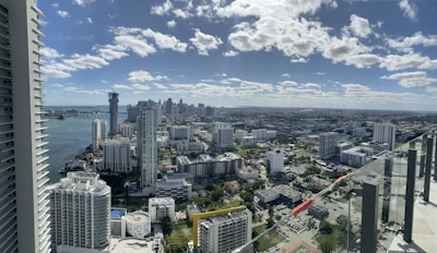 A panoramic view of a vibrant city skyline.
