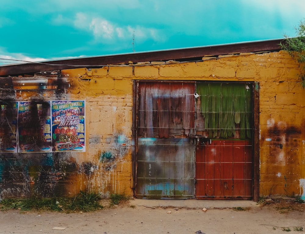 closed multicolored door during daytime