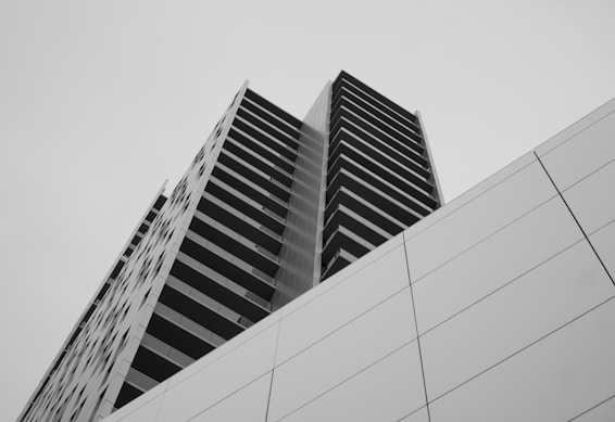 gyescale photo of high-rise buildings