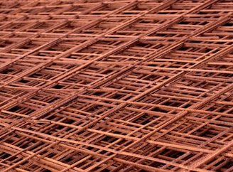 Close-up of steel mesh and profiles ready for delivery.