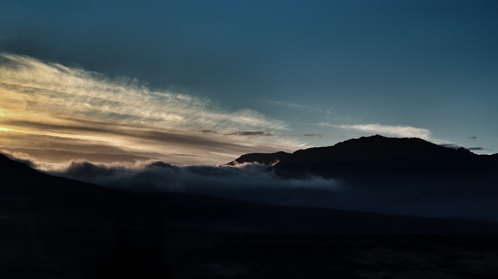 silhouette photography of mountain