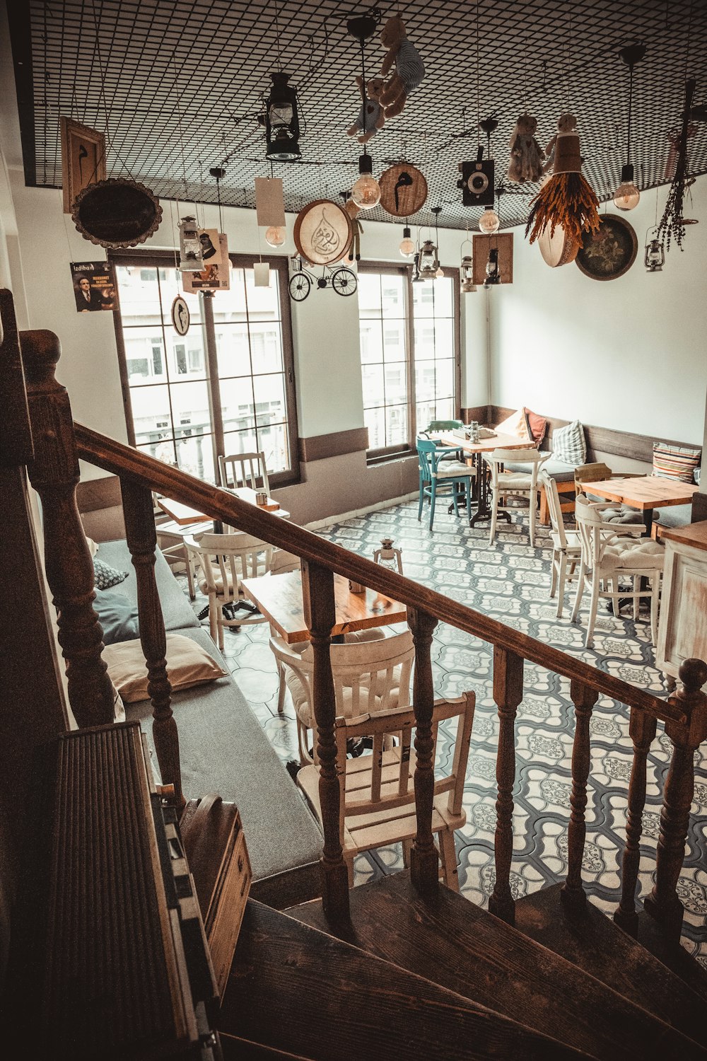 brown wooden stairway