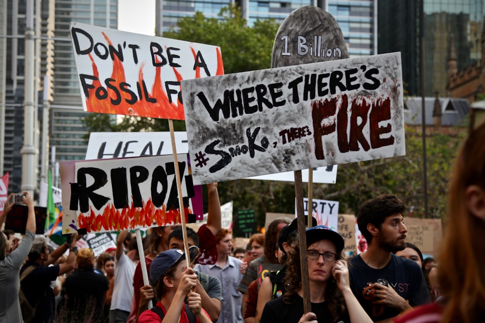 people protesting on street