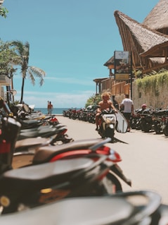 parked motorcycles near beach