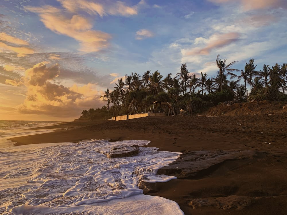 The black sand beach at Cemagi, Bali