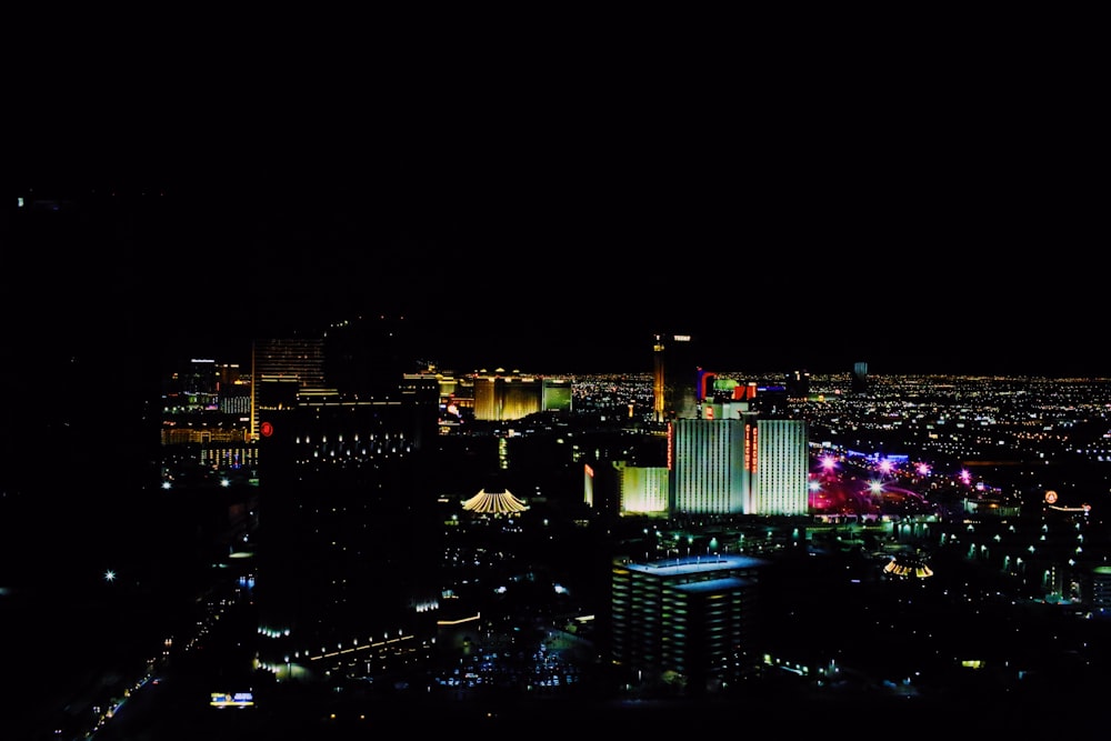 aerial view of cityscape at night