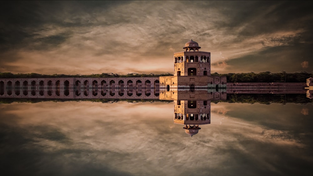 palace with water reflection