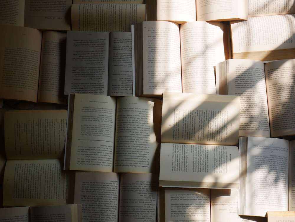 opened books on floor