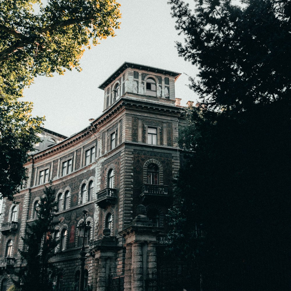 brown and gray concrete building near trees