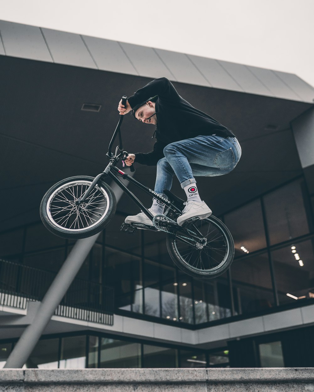 man riding bike