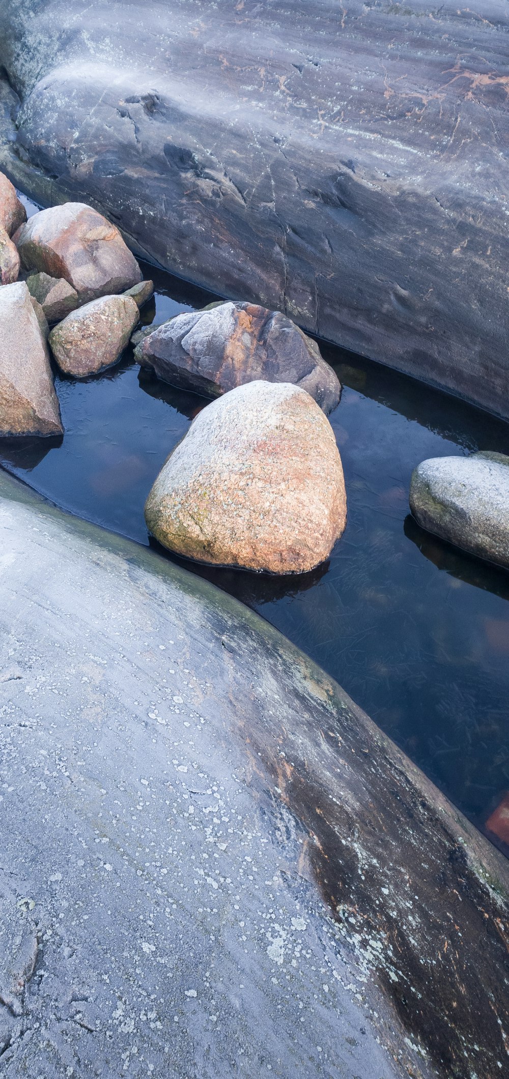 川の灰色と茶色の岩
