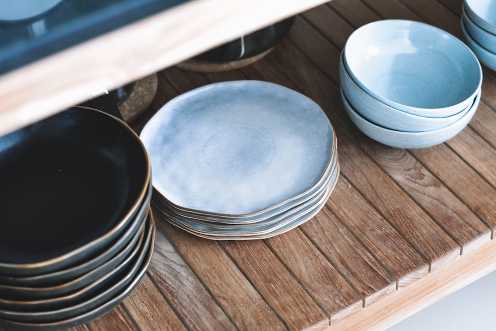 plates and bowls on rack