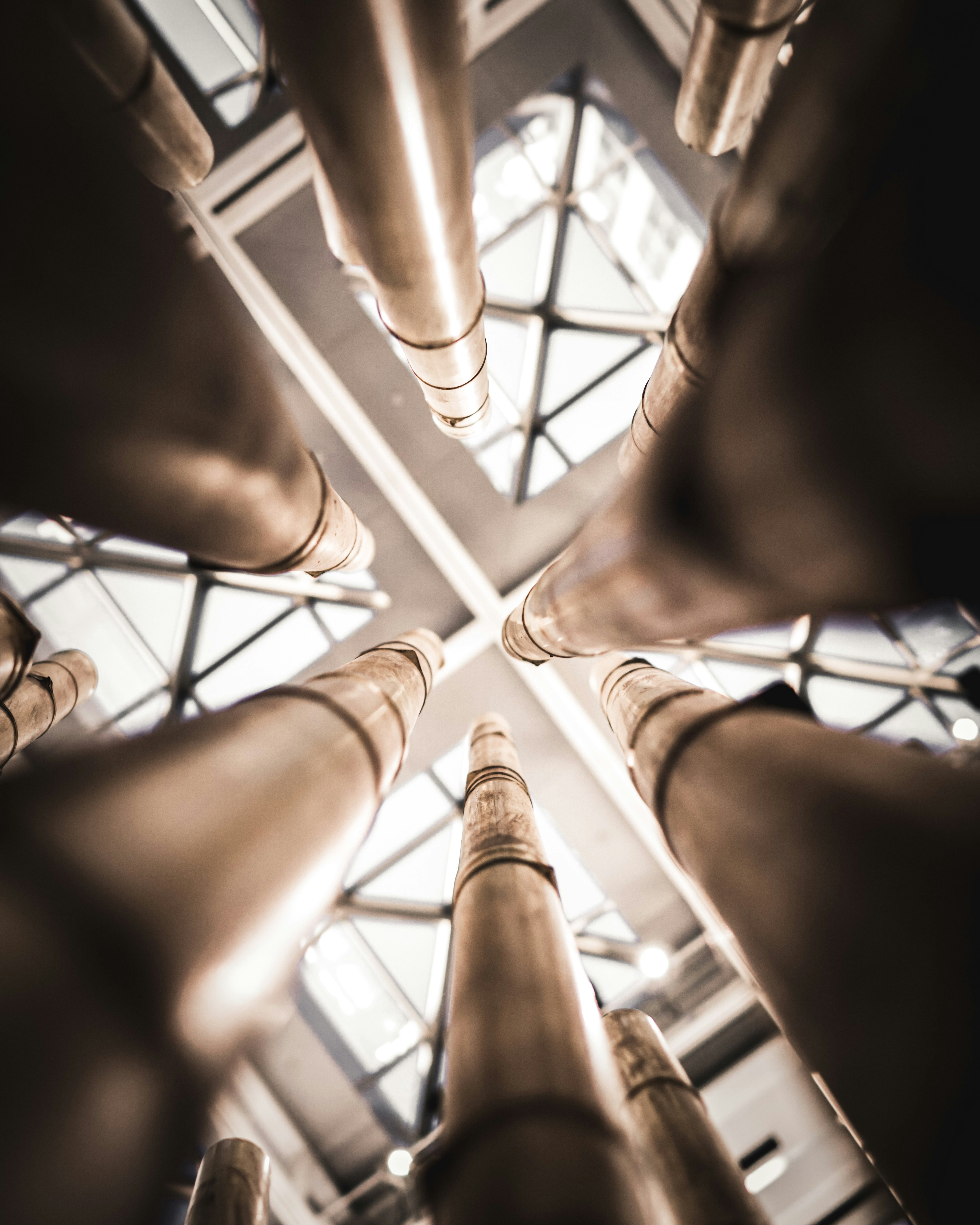 low-angle photograph of poles