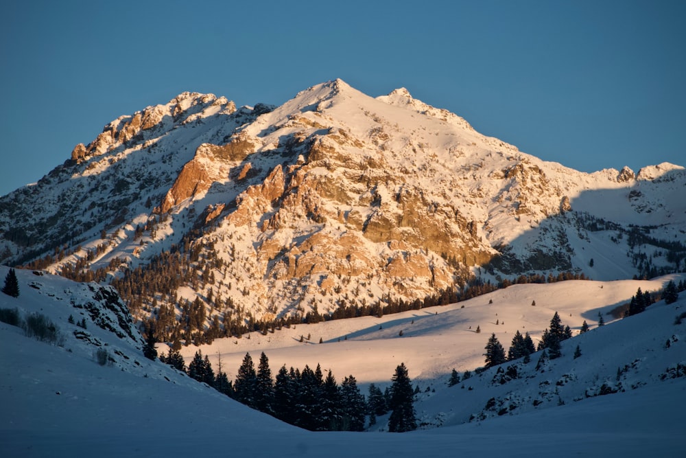 Fotografia della montagna innevata durante il giorno