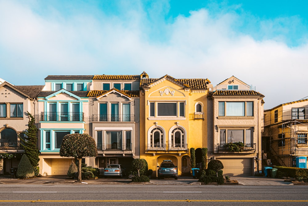 assorted-color concrete apartment houses