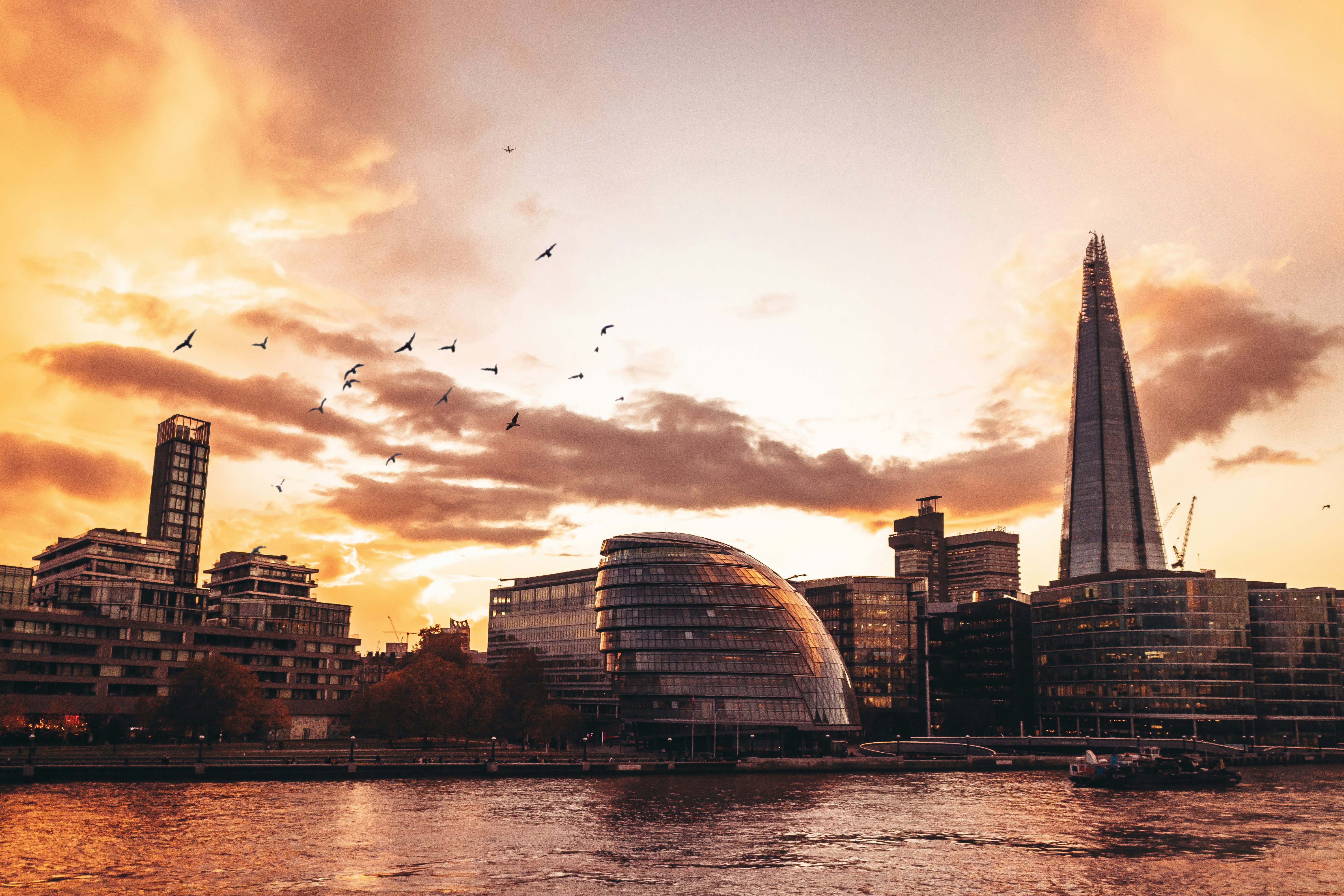 London skyline at sunset