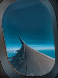 brown airliner flying on sky