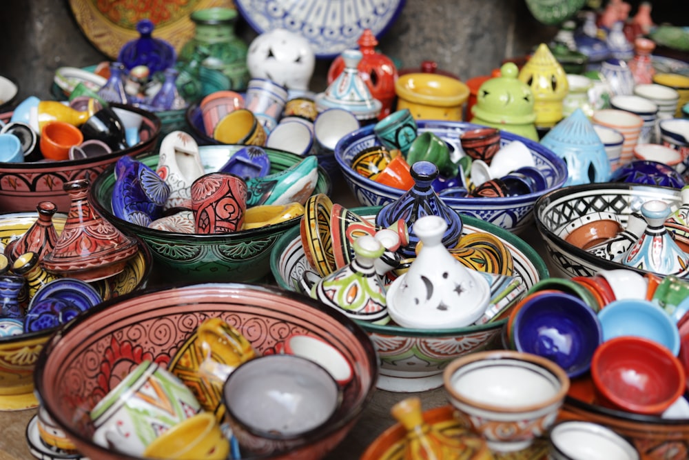 ceramic ware displayed in a store