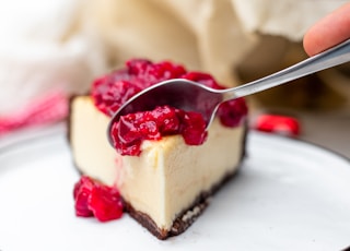 cheesecake with pink toppings