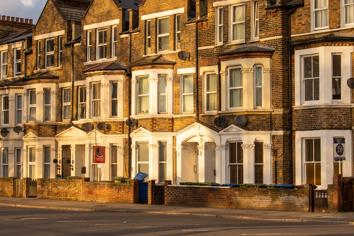 Stone houses with bay windows on Royal York Crescent, Clifton