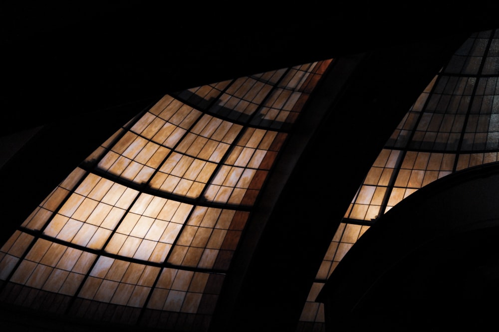 silhouette photography of black and brown glass dome ceiling