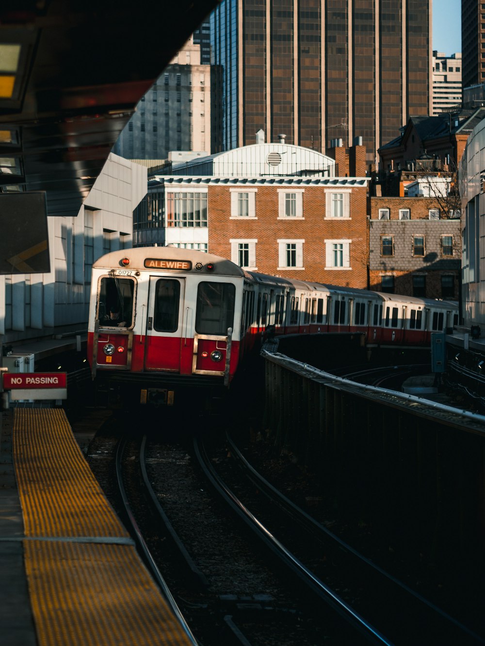 red and white train photograph