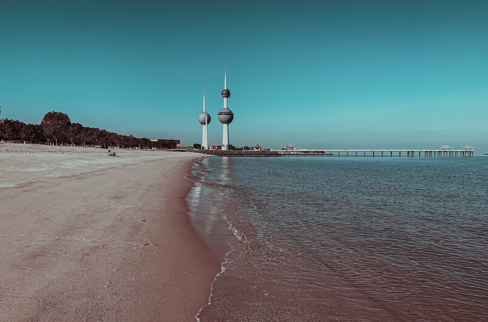 towers and dock during day