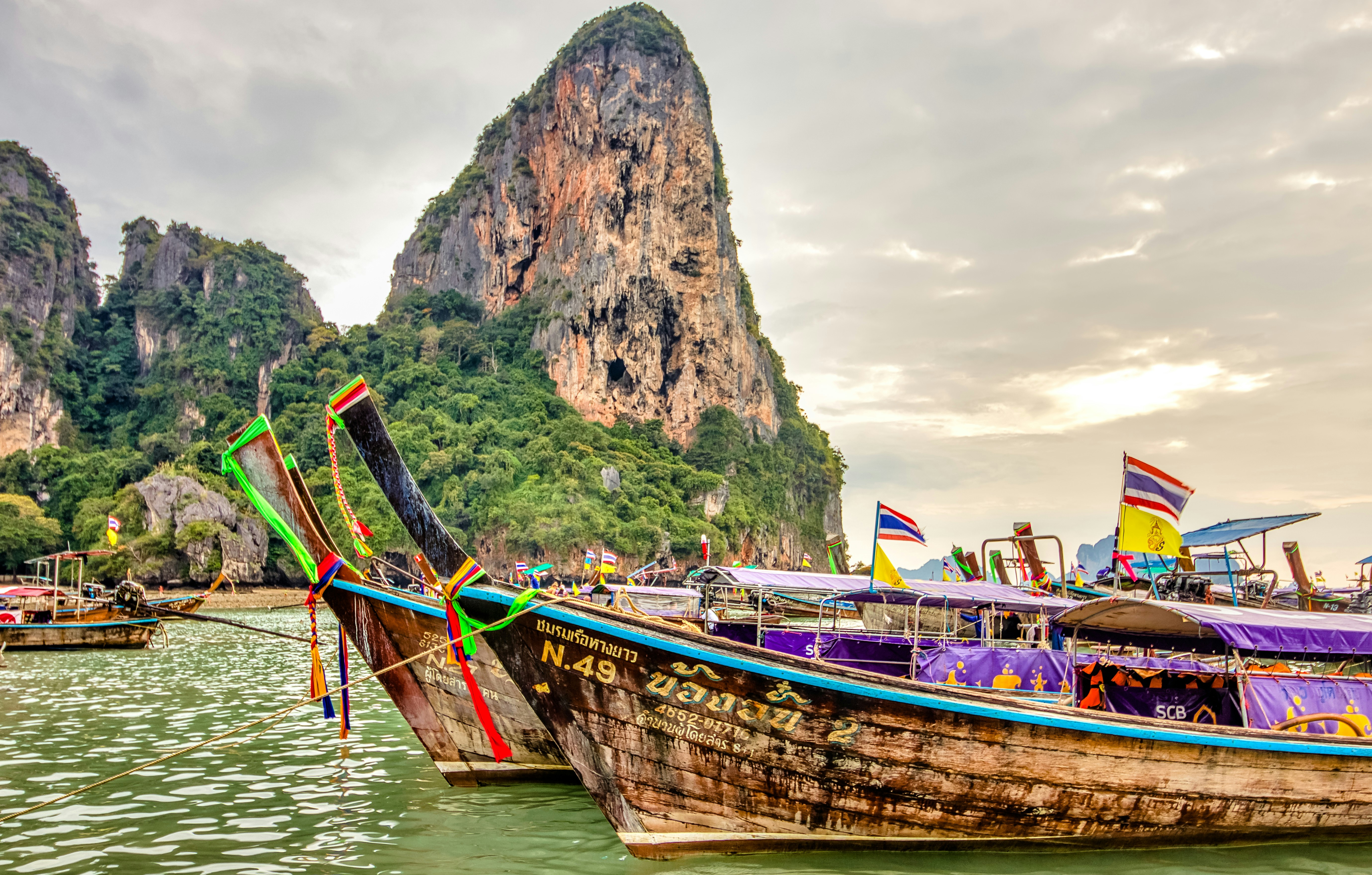 longtail boats in Railay Beach, Krabi