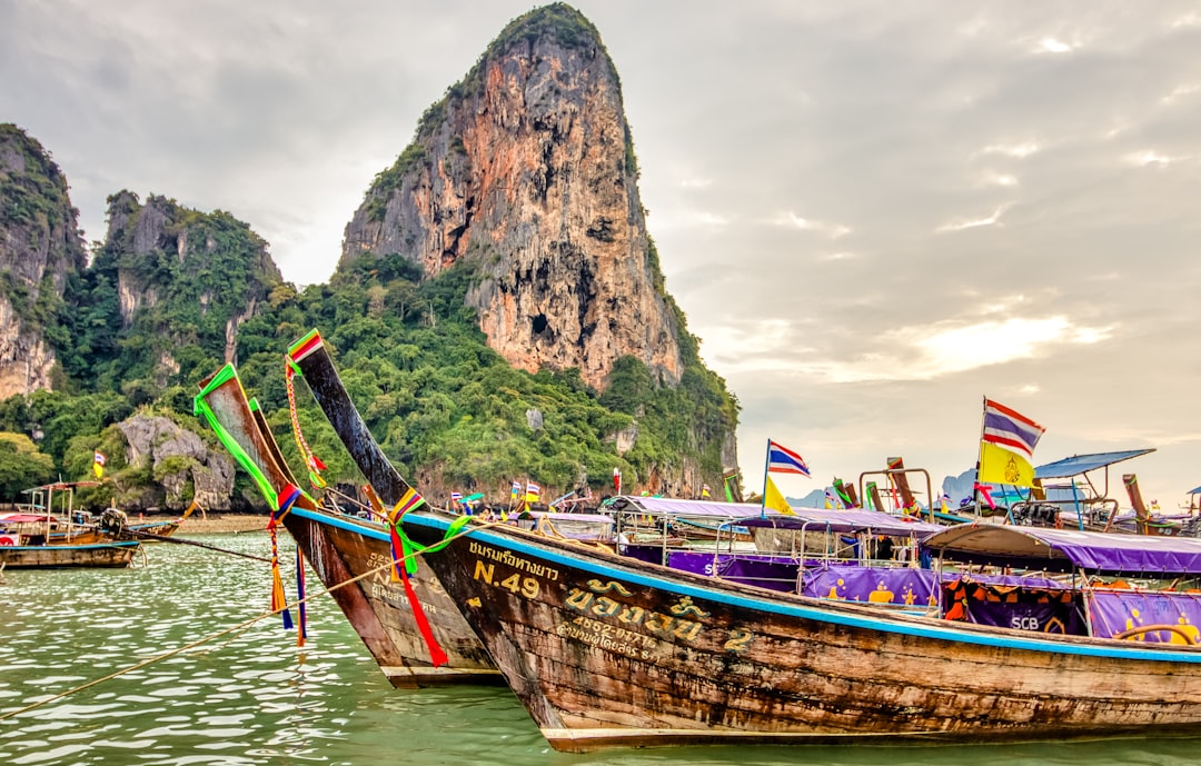 longtail boats in Railay Beach, Krabi