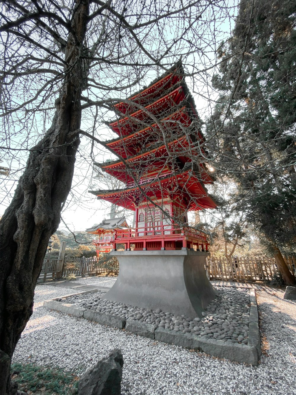 red pagoda house photograph
