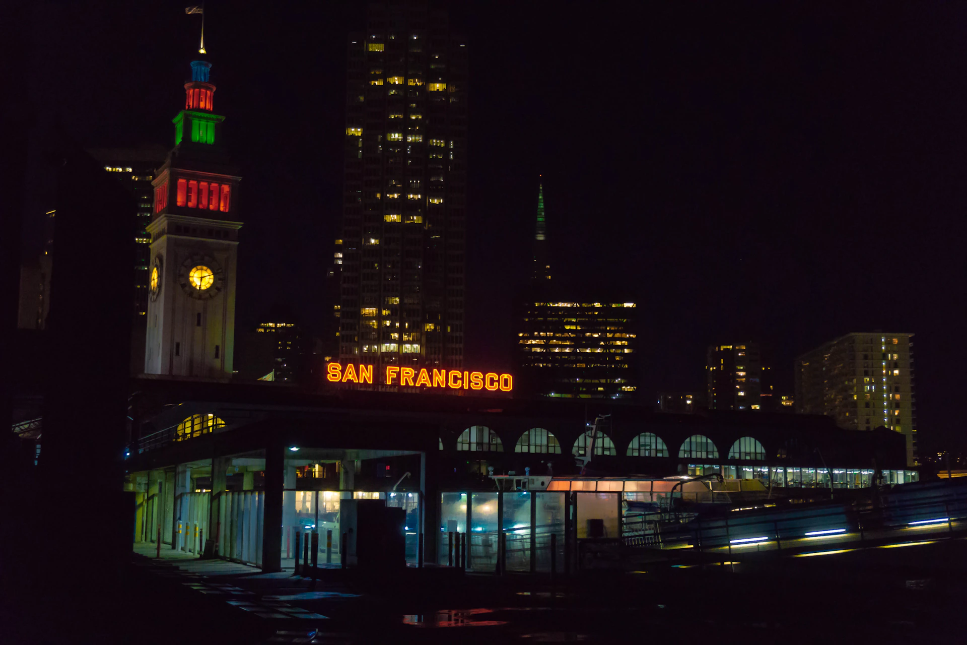 A striking black and gold themed photograph capturing the vibrant streets of San Francisco at dusk, highlighting the city's unique energy.