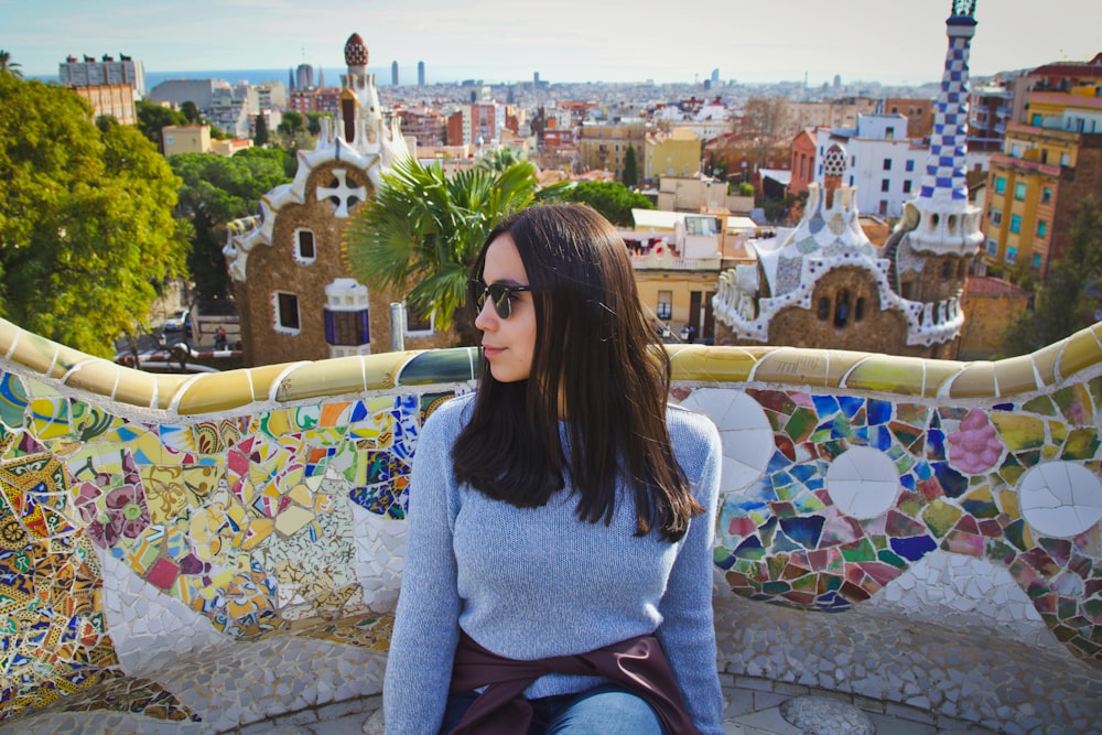 woman sitting on terrace