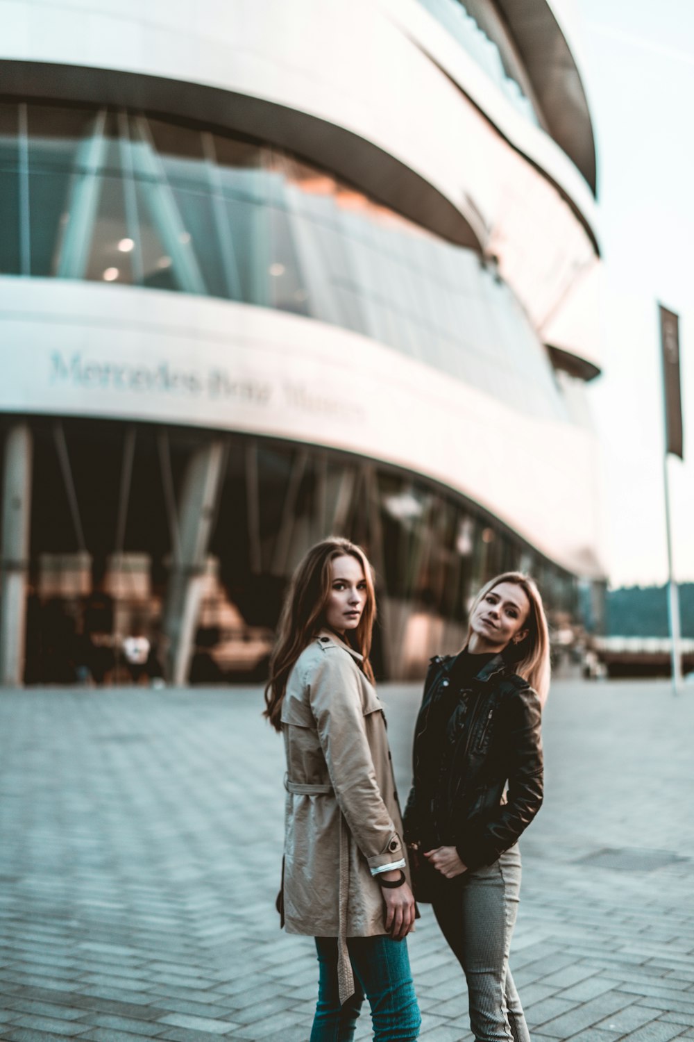 women near building