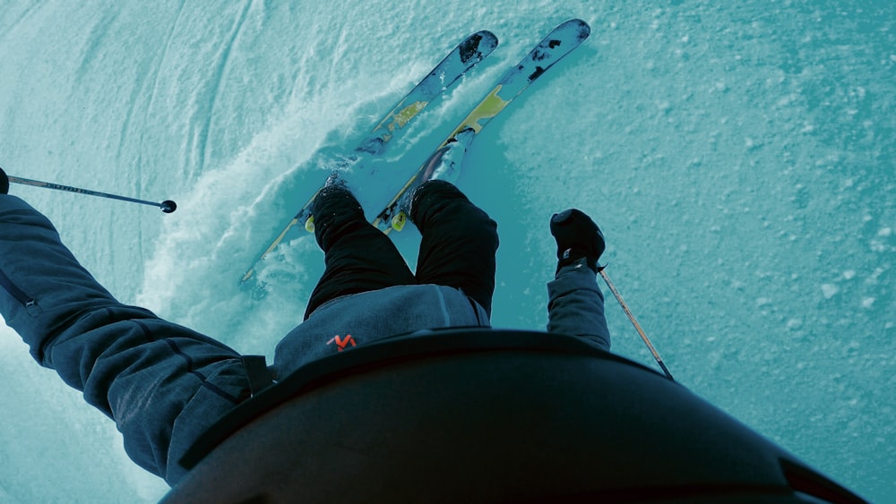 man in jacket skiing