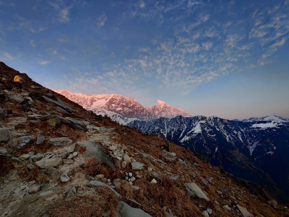 mountains under blue skies