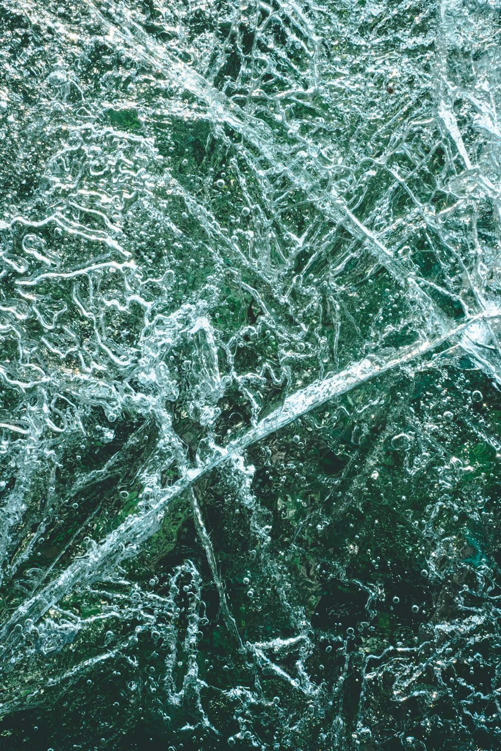 a close up view of a frozen window