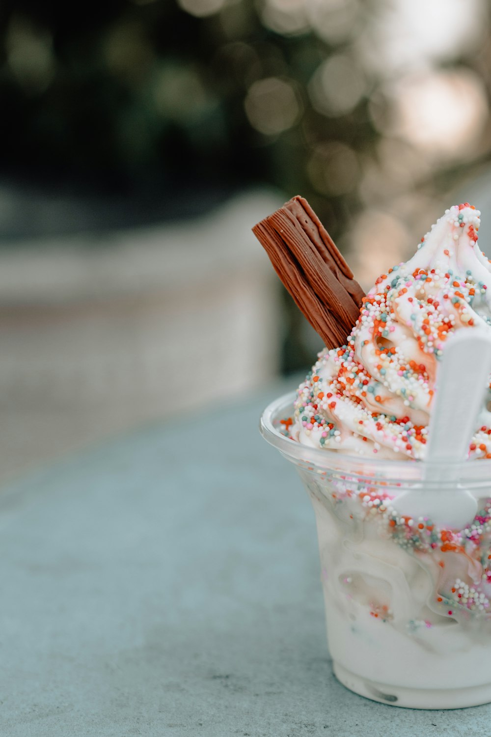 ice cream with sprinkles and chocolate on top