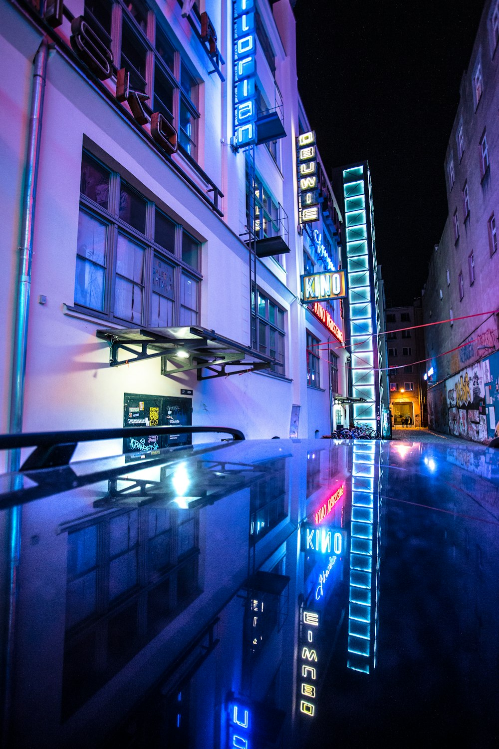 white high-rise buildings during night time