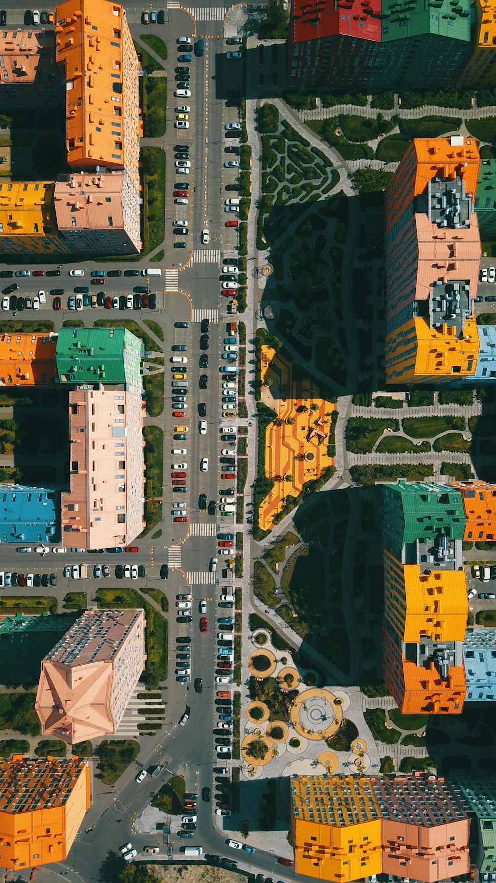 aerial photography of cars in the city street